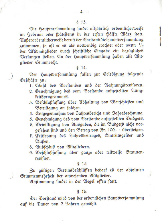 Statuten von 1920 Seite 4 Bild: Statuten von 1920 Seite 4