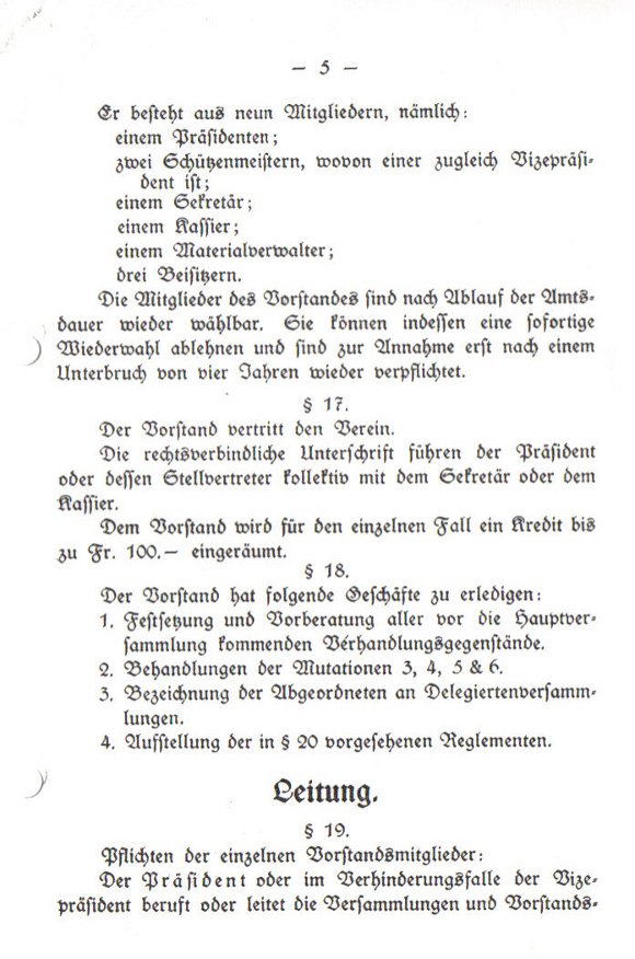 Statuten von 1920 Seite 5 Bild: Statuten von 1920 Seite 5