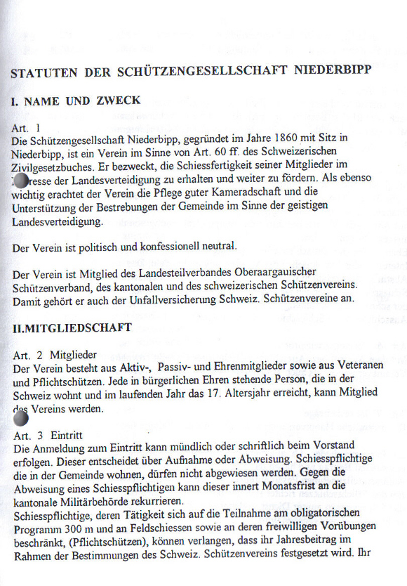 Statuten von 1994 Seite 1 Bild: Statuten von 1994 Seite 1