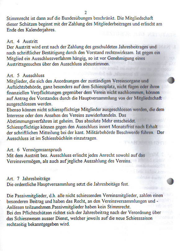 Statuten von 1994 Seite 2 Bild: Statuten von 1994 Seite 2